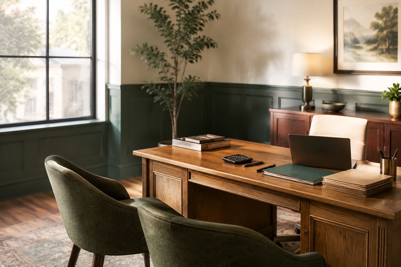 A warm, professional tax consultation office